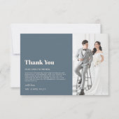 Modernes Minimalistisches Navy Blue Beige Foto Hoc Dankeskarte (Vorderseite)