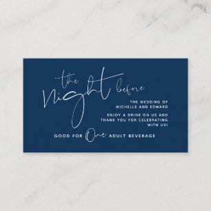Modernes minimalistisches Navy Blue, Drink Ticket  Begleitkarte