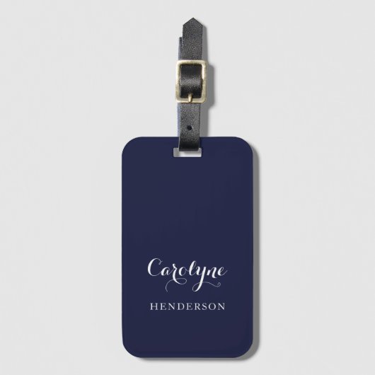 Modernes Minimalistisches Navy Blue Gepäckanhänger (Vorderseite Vertikal)