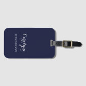Modernes Minimalistisches Navy Blue Gepäckanhänger (Vorderseite (Horizontal))