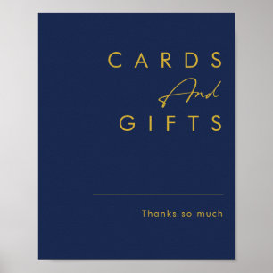 Modernes Minimalistisches Navy Blue Gold Cards u Poster