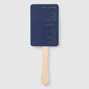 Modernes Minimalistisches Navy Blue Gold-Hochzei Fächer