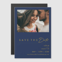 Modernes Minimalistisches Navy Blue | Gold Save th