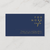 Modernes Minimalistisches Navy Blue | Gold Wedding Begleitkarte (Vorderseite)