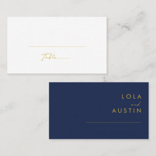 Modernes Minimalistisches Navy Blue Goldflache H Platzkarte