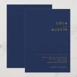 Modernes Minimalistisches Navy Blue | Lässige Hoch Einladung