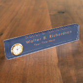 Modernes Minimalistisches Navy Blue Namensplakette (Seite)