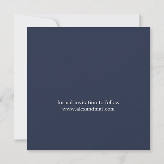 Modernes Minimalistisches Navy Blue Save The Date (Rückseite)