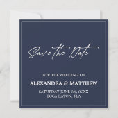 Modernes Minimalistisches Navy Blue Save The Date (Vorderseite)