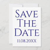 Modernes Minimalistisches Navy Blue Save the Date Einladung (Vorderseite)
