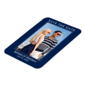 Modernes Minimalistisches Navy Blue Save the Date Magnet (Linke Seite)