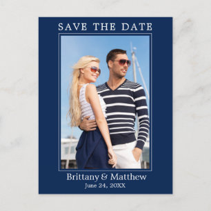 Modernes Minimalistisches Navy Blue Save the Date Postkarte