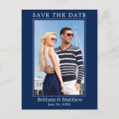 Modernes Minimalistisches Navy Blue Save the Date Postkarte (Vorderseite)