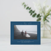 Modernes Minimalistisches Navy Blue-Save the Date- Save The Date (Stehend Vorderseite)