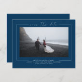 Modernes Minimalistisches Navy Blue-Save the Date- Save The Date (Vorne/Hinten)