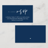 Modernes Minimalistisches, Navy Blue Script, Onlin Begleitkarte (Vorne/Hinten)