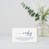 Modernes Minimalistisches, Navy Blue Script, Onlin Begleitkarte (Stehend Vorderseite)