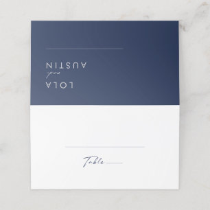 Modernes Minimalistisches Navy Blue Silber gekla Platzkarte