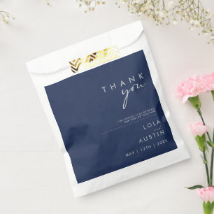 Modernes Minimalistisches Navy Blue Silberner Da Geschenktütchen