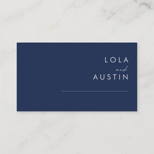 Modernes Minimalistisches Navy Blue | Silver Flat Platzkarte (Rückseite)
