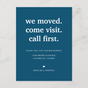 Modernes Minimalistisches Navy Blue Wir haben uns  Ankündigungspostkarte