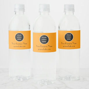 Modernes Minimalistisches Neon Orange Custom Logo Wasserflaschenetikett