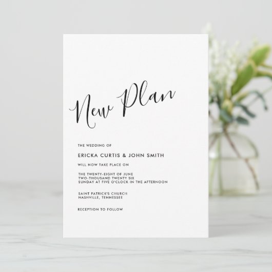 Modernes Minimalistisches neues Kalligrafie-Foto Einladung (Stehend Vorderseite)