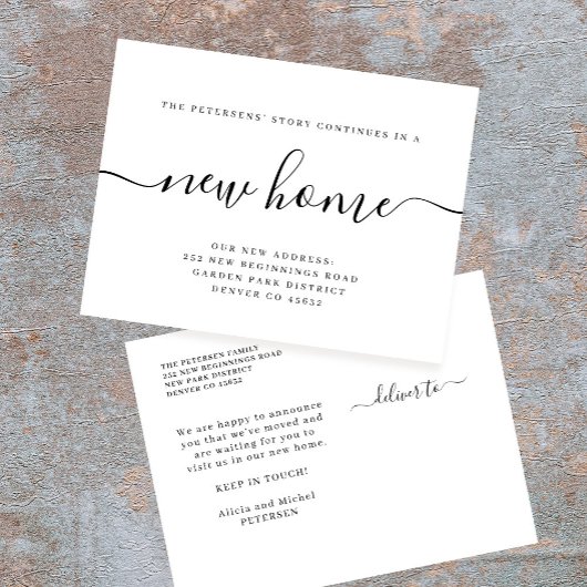 Modernes, minimalistisches neues Zuhause Ankündigungspostkarte