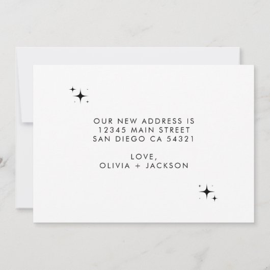 Modernes Minimalistisches neues Zuhause-Handgeschr Ankündigung (Rückseite)