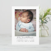 Modernes Minimalistisches Neugeborenes Foto Geburt Ankündigung (Stehend Vorderseite)