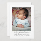 Modernes Minimalistisches Neugeborenes Foto Geburt Ankündigung (Vorne/Hinten)