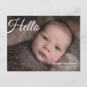 Modernes Minimalistisches Neugeborenes-Foto Postkarte (Vorderseite)