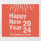 Modernes Minimalistisches Neujahrsfest - Party ros Schaumweinetikett (Einzelnes Label)