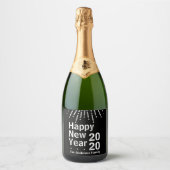 Modernes Minimalistisches Neujahrsfest-Party Schaumweinetikett (Vorderseite)