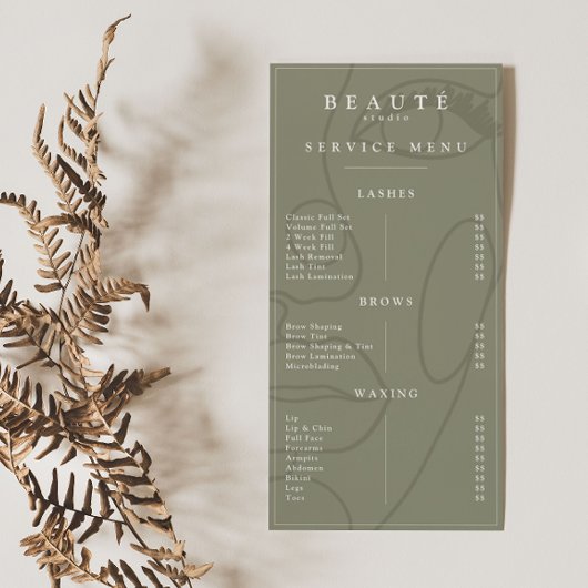 Modernes Minimalistisches Olive Lash & Brow Servic