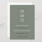 Modernes Minimalistisches Olivenöl Grün Elegant Save The Date (Vorne/Hinten)