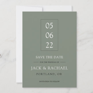 Modernes Minimalistisches Olivenöl Grün Elegant Save The Date