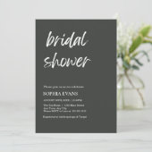 Modernes Minimalistisches Onyx Black Brautparty Einladung (Stehend Vorderseite)