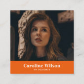 Modernes Minimalistisches Orange QR Code Foto Quadratische Visitenkarte (Vorderseite)