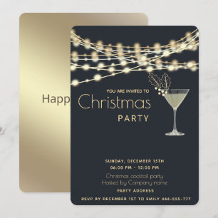 Modernes, minimalistisches Party mit Cocktail-Lich Einladung