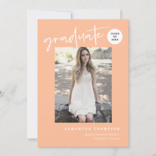 Modernes Minimalistisches Peach School Grad Party  Einladung