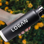 Modernes Minimalistisches Personalisiert Trinkflasche<br><div class="desc">Moderne personalisierte Bezeichnung oder Monogramm Wasserflasche. Weißer Text.</div>