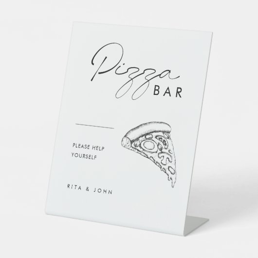 Modernes Minimalistisches Pizza-Bar Wedding-Zeiche Sockelschild (Vorderseite)