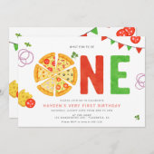 Modernes Minimalistisches Pizza-Party Einladung (Vorne/Hinten)