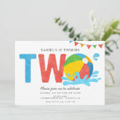 Modernes Minimalistisches Pool Party Einladung (Stehend Vorderseite)