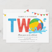 Modernes Minimalistisches Pool Party Einladung (Vorne/Hinten)