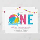 Modernes Minimalistisches Pool Party Girl Einladung (Vorne/Hinten)