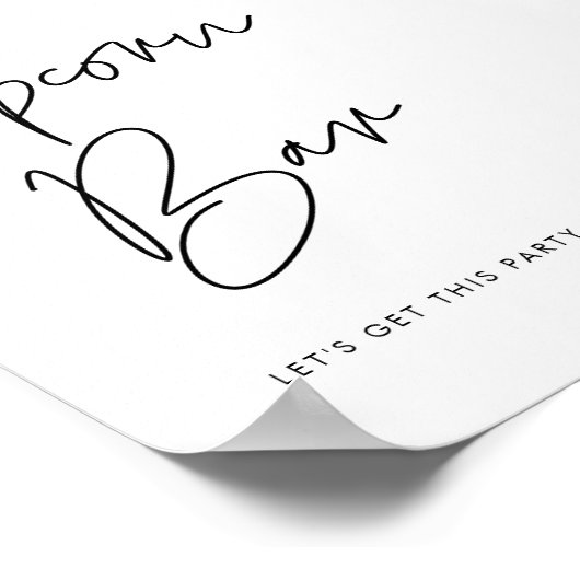 Modernes Minimalistisches Popcorn-Bar Poster (Ecke)