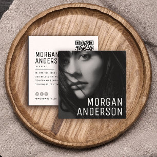 Modernes minimalistisches professionelles Foto-QR- Quadratische Visitenkarte