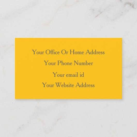 Modernes, Minimalistisches, professionelles Gelbor Visitenkarte (Rückseite)